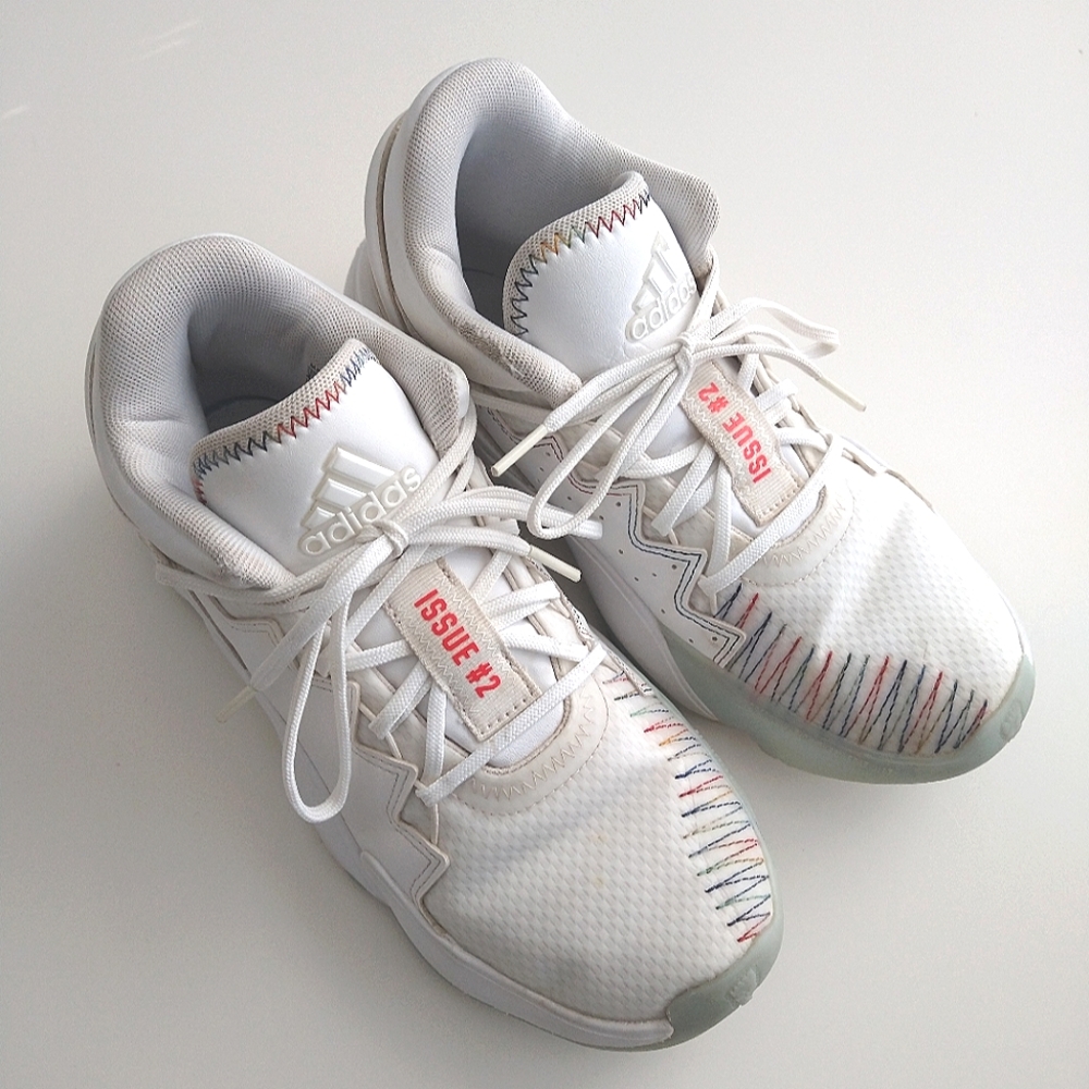 Adidas D.O.M Issue #2 Kids Basketball Shoes Size 4.5 White Sneakers